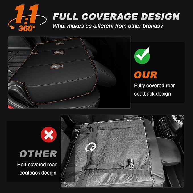 Custom Fit Seat Covers for Toyota 4Runner 2025 2026 5 Seats Models | Full Set Front&Rear Faux Leather Waterproof Airbag Compatible SUV Seats Cover for 4Runner Accessories Black - Image 7