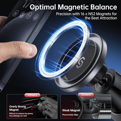 SYNCWIRE Mobile Phone Holder Car for MagSafe Car Holder Universal Magnetic Mobile Phone Holder Car Ventilation Car Mobile Phone Holder for iPhone 17 16 15 14 13 12 Pro Max Magsafe Case Smartphone | 360° Rotation, Super Strong Magnets, Car Vent Phone Mo... - Image 4