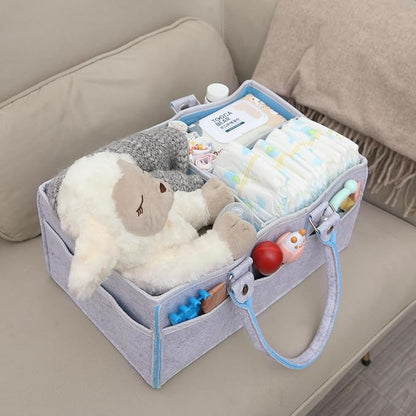 Mr. Pen- Baby Diaper Caddy Organizer, Gray, Blue Inside | Nursery Storage Bin and Car Organizer for Diapers and Baby Wipes - Image 8