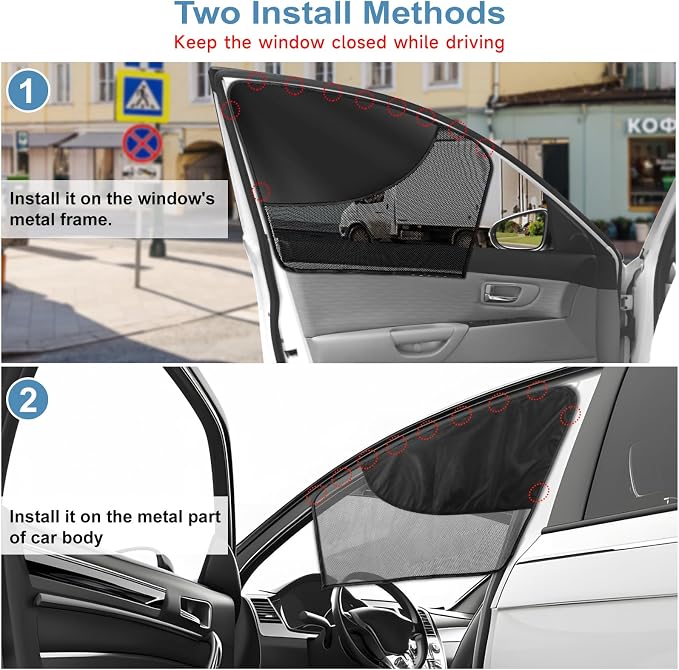 2 PCS Car Window Shades, Magnetic Double Layer Car Side Window Sun Shades with Full Shade/Half Shade, Front Window Covers for Driver,Car Accessories - Image 6