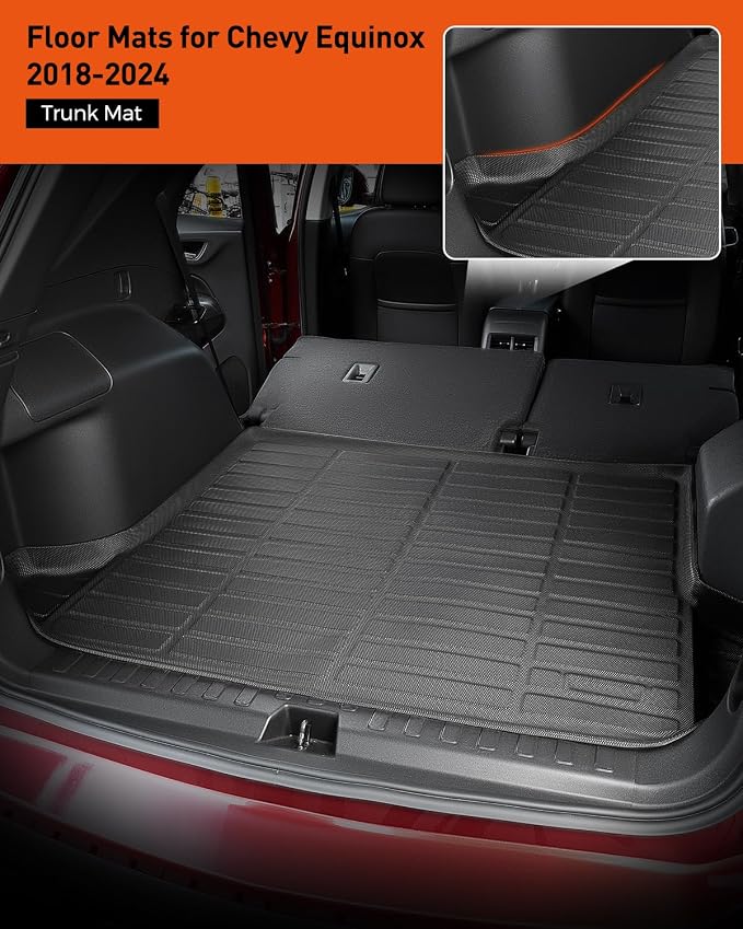 Car Floor Mats for Chevy Equinox for GMC Terrain 2018-2024 | All Weather Car Interior Accessories | Custom Fit Carpets | TPE Rubber Liners | Black Rugs - Image 5