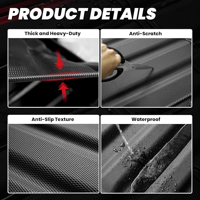LASFIT 5FT Bed Mat for Jeep Gladiator JT 2020-2025 2026 (60 inches) | All Weather, TPE, Custom Fit, Truck Bed Mat, Bed Liner, Black - Image 5