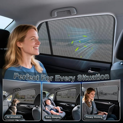 PEYOU Car Window Shades for Baby 2 Pack, Stretchable & Breathable Spandex Rear Side Car Sun Shade for Camping, Blocks Uv Rays & Sun Glare for Kids/Adults/Pets - 44.9"X19.7" Fits 99% Cars - Image 7