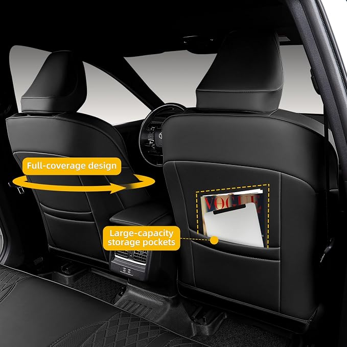 Custom Fit Camry Seat Covers for 2025 2026 Toyota Camry XLE XSE- Black | Waterproof Faux Leather Full Coverage, Car Seat Protectors Full Set with Armrest Covers, Airbag Compatible - Image 4