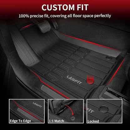 LASFIT Mats for Jeep Grand Wagoneer/Grand Wagoneer L 2022-2025 7 Seats | NOT Fit Wagoneer & 8-Seat, All Weather, TPE, Custom Fit, Car Mats, Floor Liners, 1st & 2nd & 3th Row, Black - Image 3