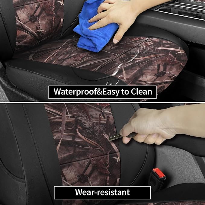 EKR F150 Seat Covers Custom Fit for (SuperCab/Extended Cab) 2015 2016 2017 2018 2019 2020 Ford F-150 Raptor,(2 Door,2nd Row/NO Armrest) Full Set-Faux Leather(Black/Reed Camo) - Image 4