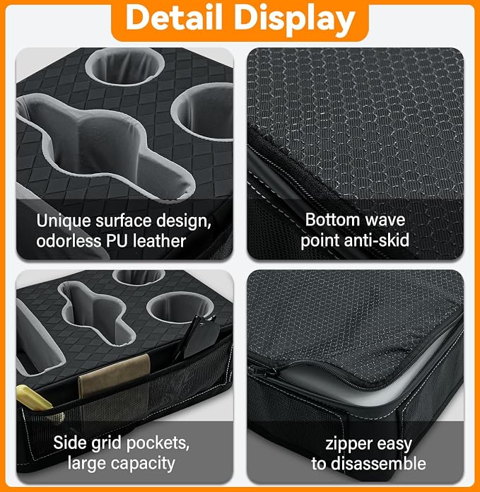 Car Cup Holder Back Seat Cup Holder for Car Truck Bed Organizer | Boat Couch Sofa Cup Holder Tray Expander Auto Rear Seat Organizer Storage PU Leather for Coffee Drinks Snacks Remote Phone - Image 6