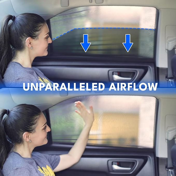 EcoNour Car Side Window Sun Shade (Pack of 2) | Stretchable & Breathable | Car Window Screens for Complete Sun & Privacy Protection | Fits Most Truck, SUV and Minivan (XL 24" x 38") - Image 5