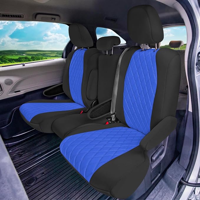 FH Group Custom Fit Car Seat Covers Specifically Made for Toyota Sienna 2011-2020, Car Seat Cover Full Set, 8 Seater Automotive Seat Covers in Blue Neoprene, Waterproof and Washable Seat Covers - Image 4