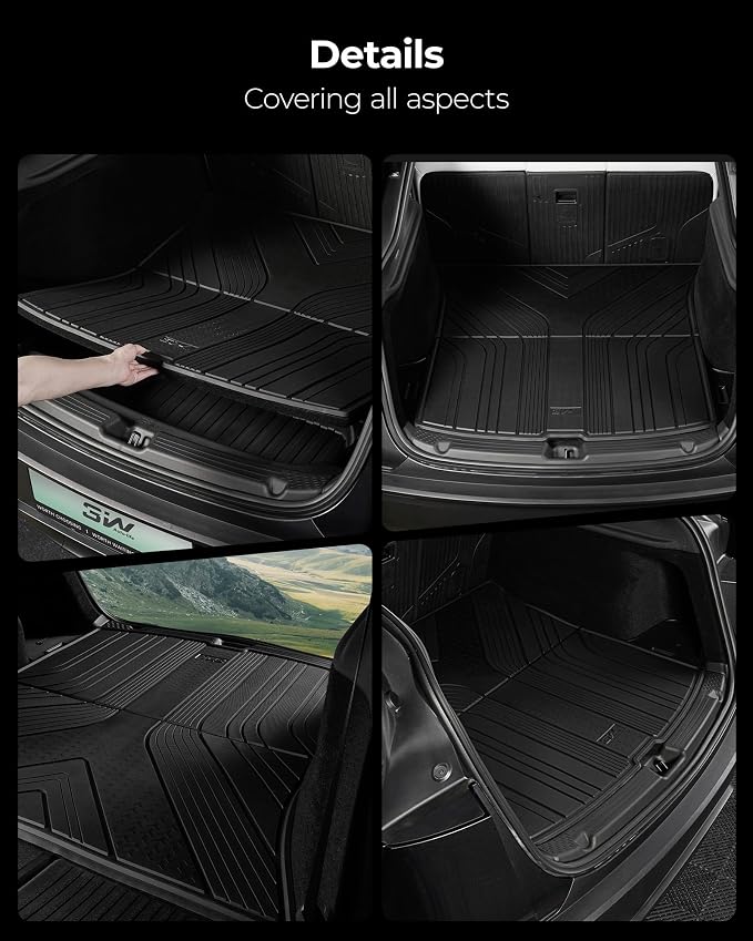 3W Cargo Mat & Backrest Mat for Nissan Pathfinder 2022-2026 7&8 Seats,Black | Max Surface Coverage, TPE All Weather, Custom Fit, Heavy Duty Mats, Non-Slip, Max Surface Coverage - Image 3