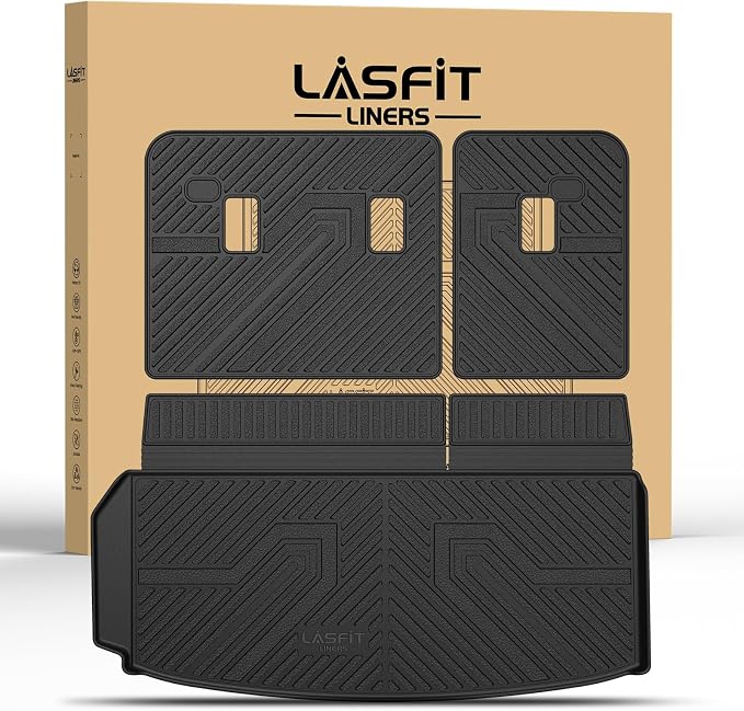LASFIT Trunk Mat with Backrest Mat for Chevrolet Chevy Traverse 2024-2026 | GMC Acadia 2024-2026 & Buick Enclave 2025-2026, All Weather TPE Custom Fit, Edge to Edge Coverage, Easy to Wash by LASFIT