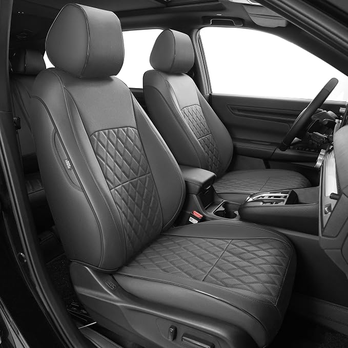 Custom Fit Seat Covers for Honda CRV: 2023 2024 2025 2026 | Front&Rear Full Set Faux Leather Full Coverage Car Seat Cover Waterproof (5 Seats,Gray) by AOMSAZTO