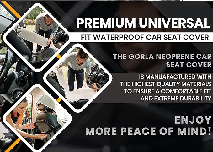 Gear Beige Premium Universal Fit Waterproof Stain Resistant Tan Khaki Car Seat Cover Neoprene Non-Slip Bucket Seat Dog Sweat Proof Protector Save Your Leather Cloth Seats Van Truck SUV Sedan - Image 2