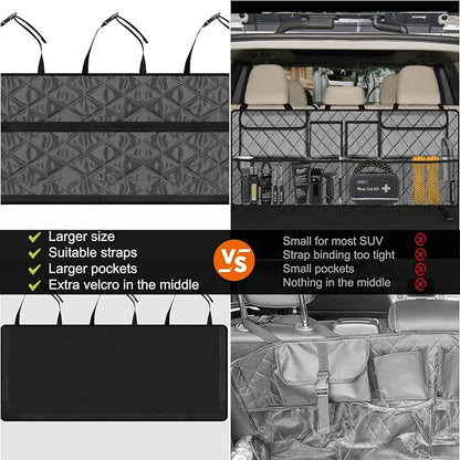 Femuar Car Trunk Organizer, Large Capacity Backseat Trunk Organizer (42"*18"), Collapsible Car Storage Bag with 8 Pockets, SUV/MPV/Truck - Grey - Image 2