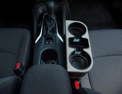 IOKONE Car Cup Holder, Front Seat Console Side Organizer, Gray | PU Leather Cover, Dual Cup Holders, Phone and Coin Storage, Side Pocket Storage, Universal Fit, Easy Installation - Image 6