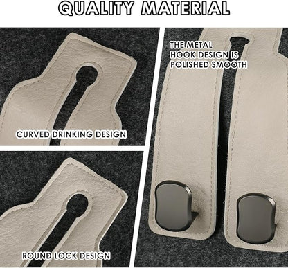 KINIVA Car Seat Headrest Storage Hooks, Set of 2, Suede PU Leather, Double Hooks (06-White 4 Pack) - Image 3