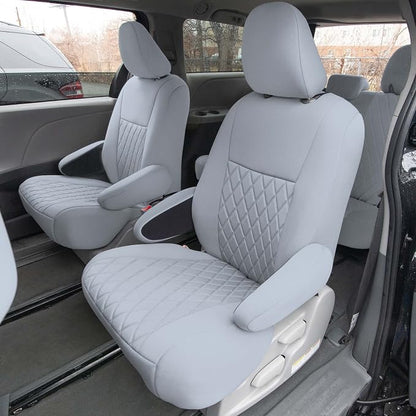 FH Group Custom Fit Car Seat Covers Specifically Made for 2011-2020 Toyota Sienna 7 Seater with Ultraflex Neoprene Water Resistant Automotive Seat Covers - 2nd Row Solid Gray - Image 7