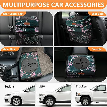 Vankor Car Trash Can with Lid Leak Proof Car Accessories for Women | 3 Gallon Cute Hanging Car Trash Bin for Men Car Truck Vehicle Sedan SUV Interior Automotive Garbage Cans, Navy Floral - Image 5