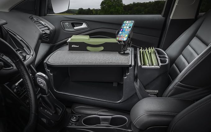 AutoExec AE-FMEF-PM-BT Efficiency FileMaster Car Desk for Your Vehicle Workstation and Mobile Office, Black with Phone Mount - Image 2