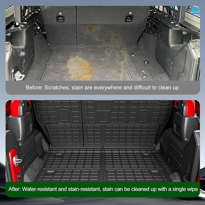 xipoqix Cargo Mat Compatible with 2018-2026 Jeep Wrangler JL Unlimited 4X4 | Backrest Mat TPE Cargo Liner TPE Replacement for 2018-2026 Jeep Wrangler JL Accessories (Trunk Mat+Backrest Mats) - Image 3