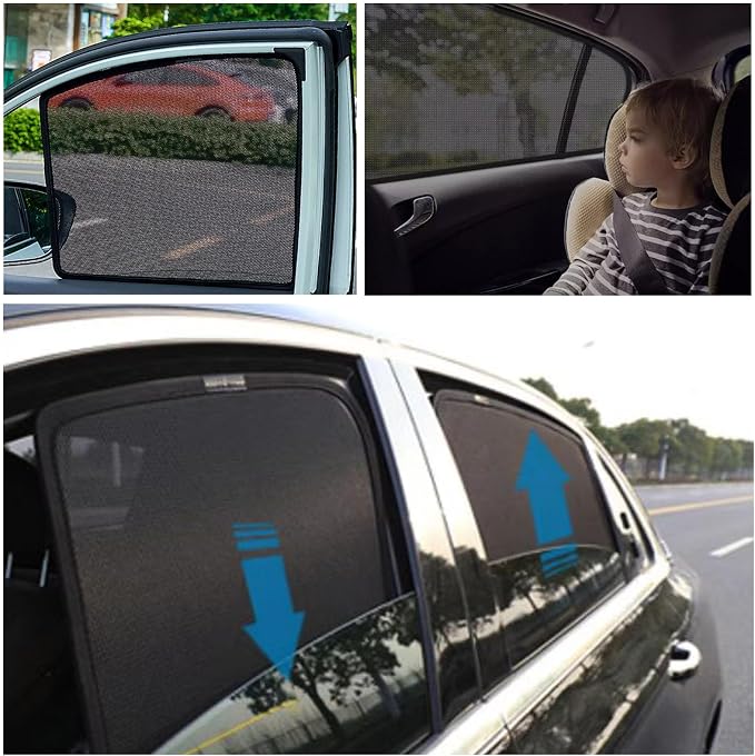 Car Magnetic Sun Protection Curtain 4PCS Fit for Chevrolet Malibu 2016 2017 2018 2019 UV Protection, Insect Screen, Rear Passenger Side Window Visor-Black - Image 7