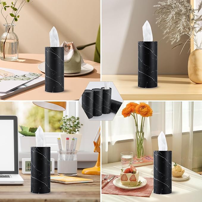 SINGARO Tissue Holder, 4 Pack Car Cup Holder Facial Tissues with Travel Tissue Bag, Quick and Convenient Flower Combination Car Tissue Box(4 Canisters/200 Tissues) Black - Image 6