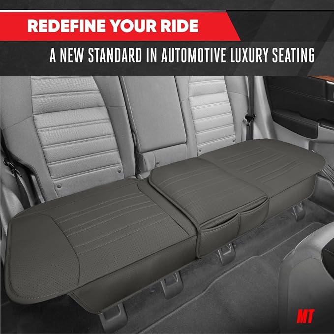 Motor Trend Rear Seat Protector for Cars, SUVs & Trucks – Nappa Leather Bench Cover Protector - Car Seat Cover for Kids, Pets & Baby - Durable Back Seat Protector, Gray Universal Fit Bottom Coverage - Image 4