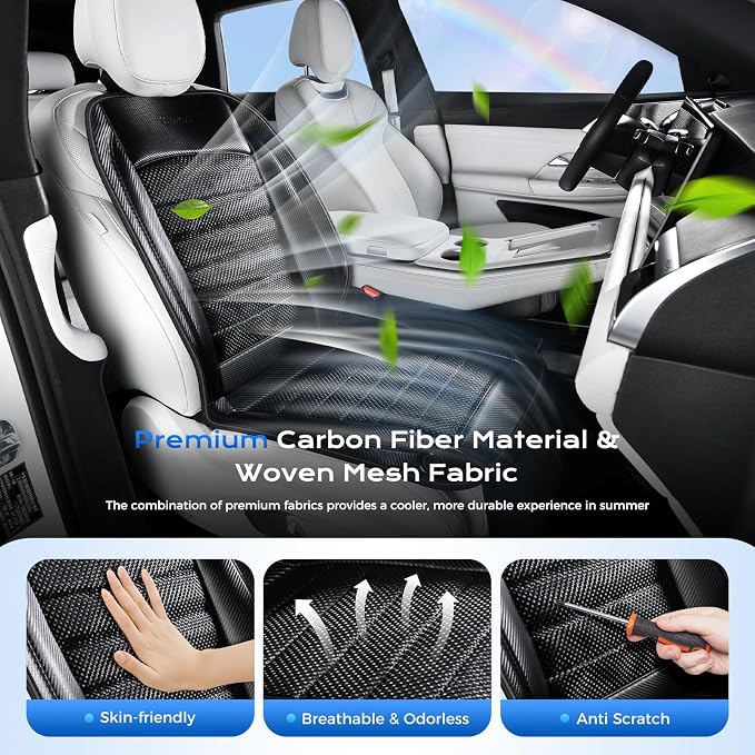 Coverado Cooling Car Seat Cover, Ventilated Seat Cushion with 3-Speed Adjustable Airflow, Breathable Cooled Seat Cover Universal Fit for Most Cars, Black - Image 3