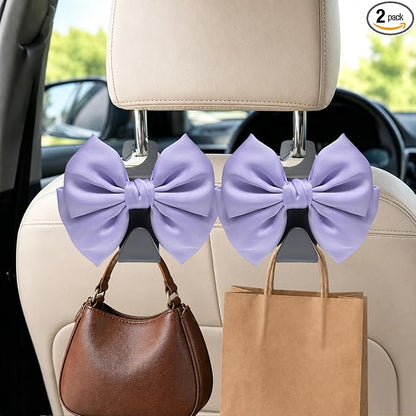 2-Pack Cute Bow Car Purse Hooks, Headrest Hangers, Light purple | Cute bow hooks keep purses and bags organized within reach while saving space; fits most car headrests by Unknown