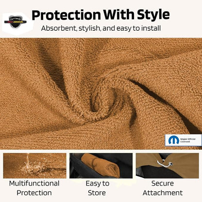 Seat Armour Seat Protector Towel 'Jeep Smiley Face' - Soft Machine Washable Jeep Seat Cover Towel - Easy to Install, Multipurpose Jeep Seat Towel - Tan - Image 4