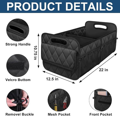 Deosk Car Trunk Organizer for SUV, Car Organizers and Storage with Reinforced Handles, Car Accessories for Women/Men 50LWaterproof Polyester Trunk Organizer, Black - Image 4