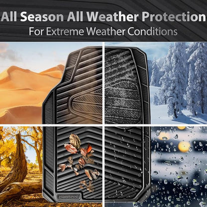 CAR PASS Rubber Car Mats, Waterproof Car Floor Mats All Weather,Car Mat Full Set 3 Piece, Automotive Floor Mat Trim to Fit for Cars Sedans SUVs Trucks, Anti-Slip Easy Clean, All Black - Image 4