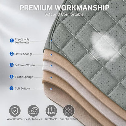 for Subaru Outback 2007-2026 Car Seat Covers, Full Set, Gray | Luxury Full Coverage Leather Seat Protectors, Waterproof Breathable, Non-Slip, Easy to Install, Airbag Compatible, All-Season - Image 8