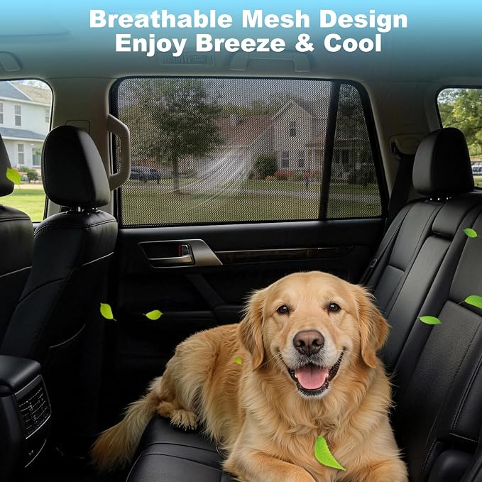 XCBTY 11-23 4Runner Window Shade for Rear Seat Windows, 2-Pack Magnetic | Blocks 99% UV to keep baby & pets cool. One-way privacy mesh allows fresh air flow. Press clip & hold 5s for maximum grip. - Image 4