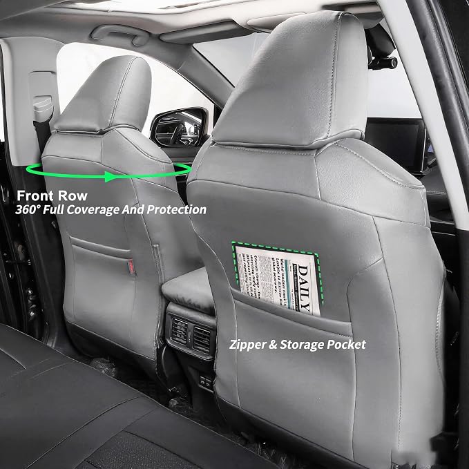 Forester Seat Covers Custom Fit for 2025 Subaru Forester (Full Set,Grey) | Rear w/Cup Holder,Waterproof Faux Leather,Breathable,Airbag Compatible,UV Resistant,Factory Look,Scratch-resistant,Luxury - Image 5