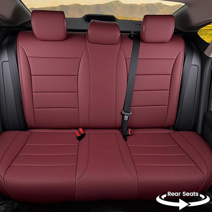 HKZ Custom Fit Civic Seat Cover Full Set for Honda Civic 4 Door (Hatchback 2022-2026 Sport Touring)&(Hatchback 2022-2024 EX-L) 5-Seats Full Set,Leather Seat Protector(Burgundy) - Image 3