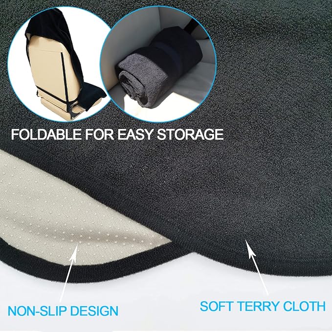 55.12 x 29.53 Inch Washable Towel Front Seat Cover, White | soft anti-pilling cloth, neoprene grip dots, elastic straps, fits most cars, SUVs, and trucks, interior accessories - Image 5