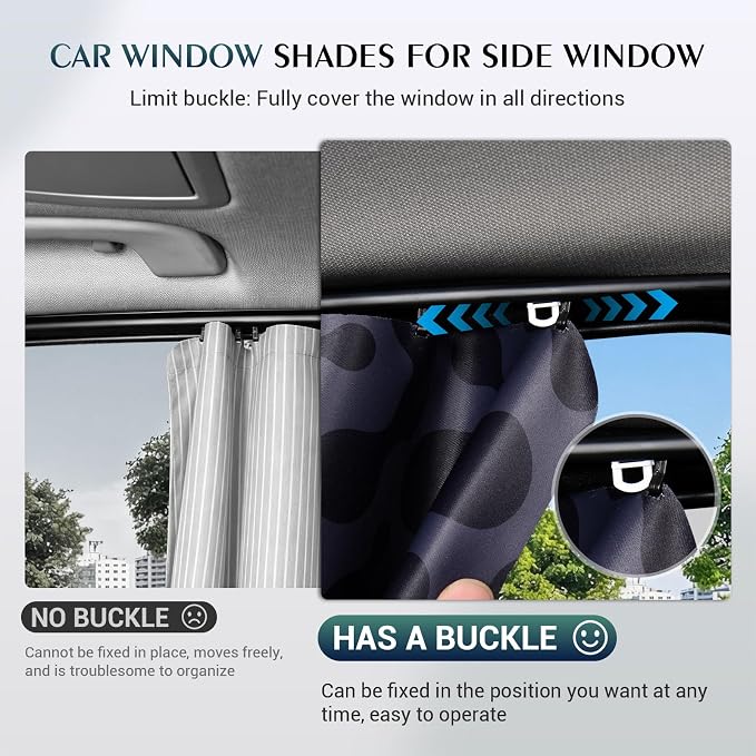 FLORICH Car Window Shades 4 Pack Durable Baby Car Shade for Rear Side Windows Privacy Curtains for Car Taking a nap, Travel, Camping - Image 4