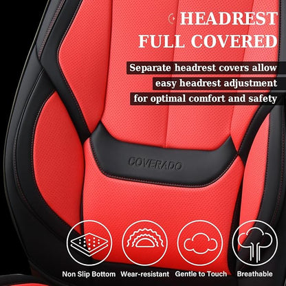 Coverado Car Seat Covers, Seat Covers for Cars, Waterproof Leather Auto Seat Protectors, Leather Car Seat Cushion, Car Interiors Accessories Universal Fit for Most Cars - Image 8