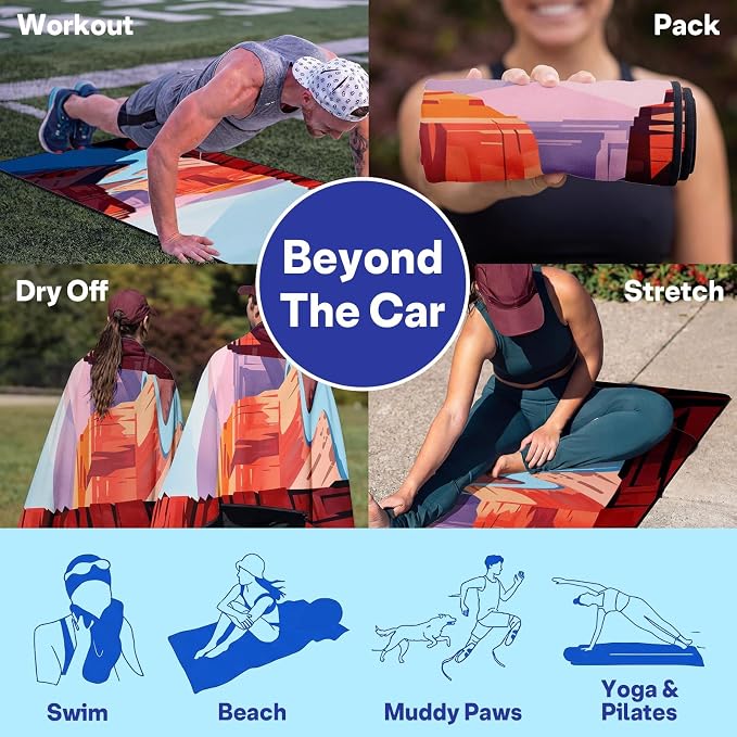 2 Pack Car Seat Towel Covers for Gym, Front Seats, Grand Canyon | Grand Sweat Protector for Front Seats Premium Thickened with Elastic Strap Breathable & Quick Dry Machine Washable Running - Image 7
