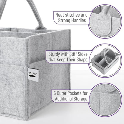 Mr. Pen- Baby Diaper Caddy Organizer, Gray, Medium | Nursery Storage Bin and Car Organizer for Diapers and Baby Wipes - Image 3