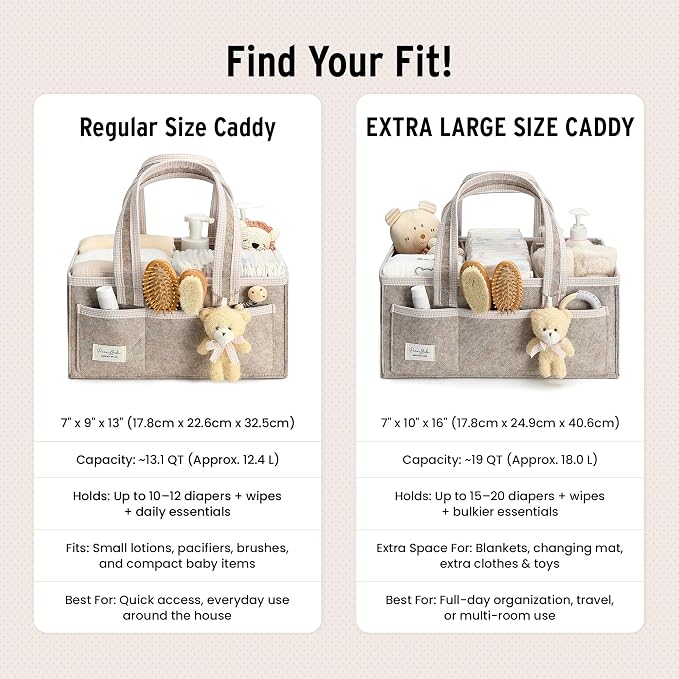 PeraBella Baby Diaper Caddy Organizer, Baby Basket Shower Gift Caddy, Portable Felt Changing Table Basket, Nursery Storage Bin, Newborn Boy and Girl Essentials for Registry, Car Diaper Organizer - Image 12