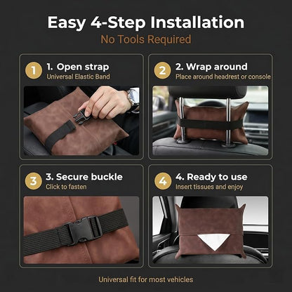 1 PC Car Tissue Holder, Soft-Leather Car Napkin Holder for Seat Back Armrest, Easy Access While Driving, Universal for Most Cars, Trucks, SUVs (Brown #1) - Image 7