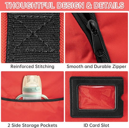 Padded Car Seat Travel Bag Compatible with Doona Car Seat Stroller | Car Seat Travel Bag with Lockable Zipper, Foldable Gate Check Bag for Airplane, Travel for Baby Essentials(Cherry Red) - Image 6