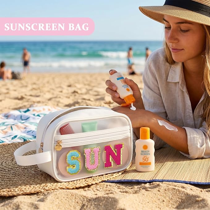 COSHAYSOO Clear SUN Makeup Bag Sunscreen SPF Pouch Beach Pool Lake Spa Travel Cosmetic Toiletry Stuff Organizer for Women Teenage Girls Mothers Day Nurse Appreciation Graduation Preppy Gifts - Image 5