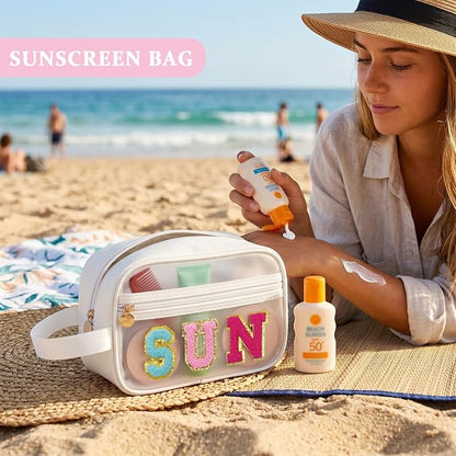 COSHAYSOO Clear SUN Makeup Bag Sunscreen SPF Pouch Beach Pool Lake Spa Travel Cosmetic Toiletry Stuff Organizer for Women Teenage Girls Mothers Day Nurse Appreciation Graduation Preppy Gifts - Image 5