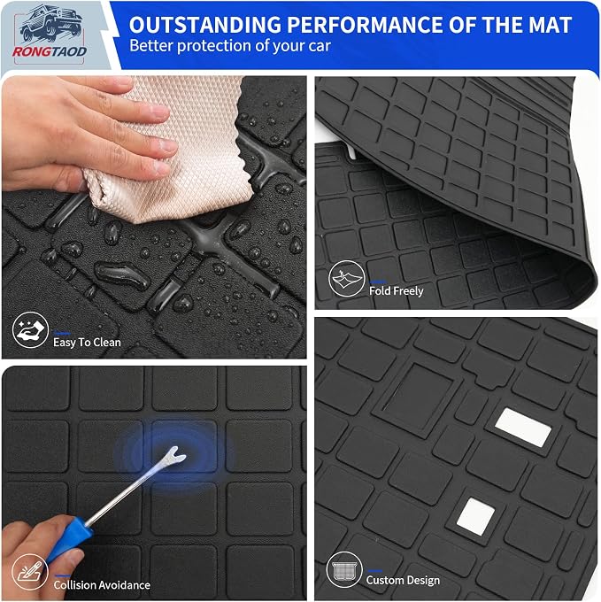 Rongtaod Trunk Mat with Backrest Mat for 2024 2025 2026 Hyundai Santa Fe | Cargo Mat Cargo Liner TPE All Weather Back Seat Cover Protector Santa Fe Accessories - Image 4