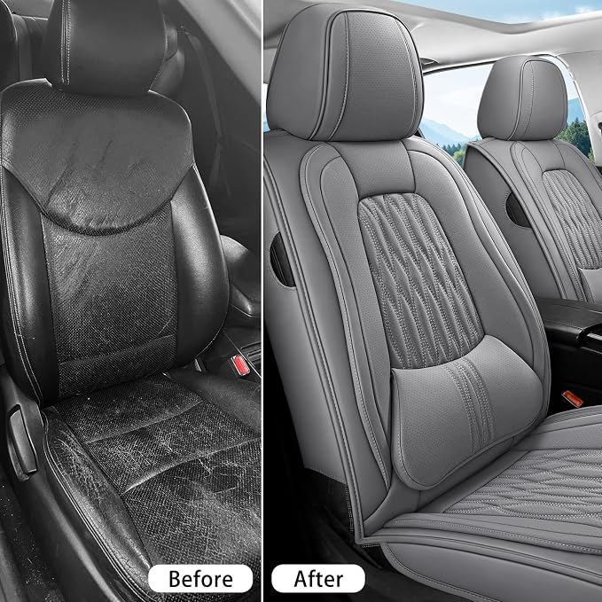 WELLDO Car Seat Covers, Gray, Full Set | Waterproof, Scratch-Resistant, Breathable & Easy to Clean, Universal for SUV Sedan Truck, w02 - Image 4