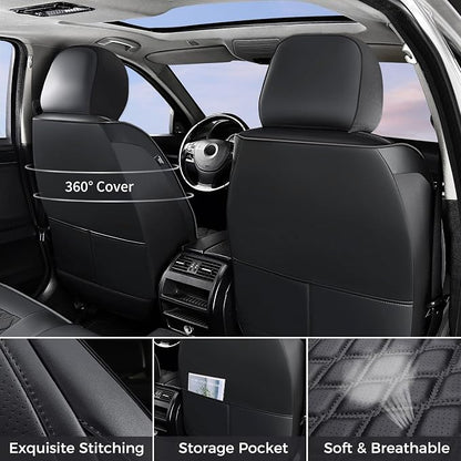 Huidasource 2018-2026 Wrangler JL Seat Covers 4 Door, with Rear Cupholder | Wrangler Leather Seat Covers Full Set, Waterproof Seat Cushion Covers Fit for Jeep Wrangler JL 4-Door (Full Set/Black) - Image 2