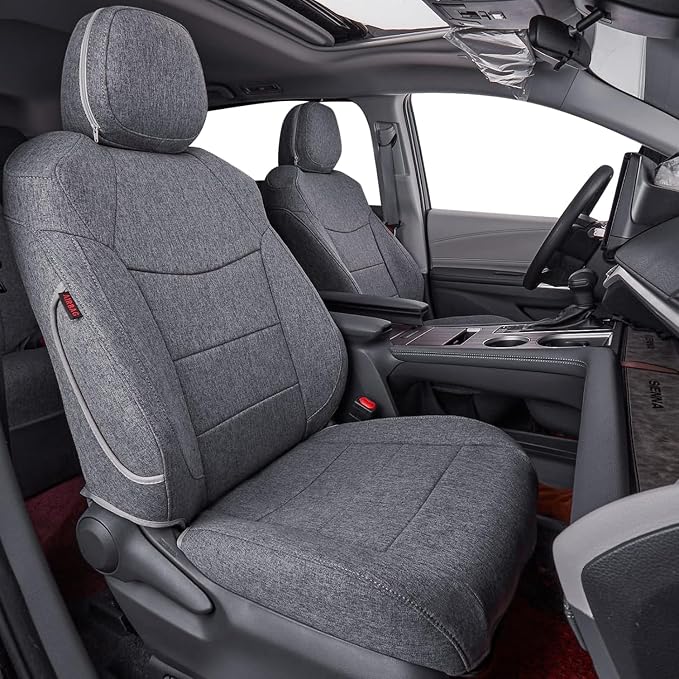 Sienna Car Seat Covers Custom Fit for 2011-2020 Toyota Sienna LE,XLE,Limited,L,XLE Premium,Limited Premium,7-Seater,Full Coverage,Airbag Compatible Polyester Seat Protector (Full Set,Gray) by Coverdream
